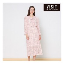 [비지트인뉴욕(VISIT IN NEWYORK)] 플로럴 플리티드 타이넥 원피스(VX3OPE