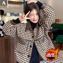 ANYOU 여 봄 가을 코디 한류 작은 키 숏 가죽자켓솜을 넣어 두껍게 하다