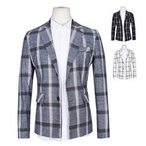 디바옴므 린넨 체크 투버튼 자켓