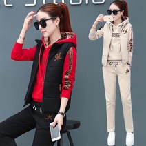 여성 빅사이즈 트레이닝복세트 맨투맨 조끼 바지 3종세트