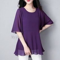 [Myshe]중년여성 반팔 쉬폰 블라우스 빅사이즈 데일리 ZHY623 YSZ630bx02