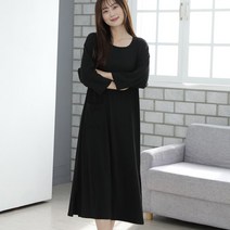 이지스토리 면 롱원피스 밑단절개형 데일리 편안한원피스 봄가을 기본롱원피스