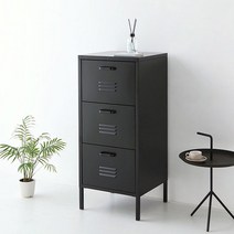 3단서랍장 서류함 철제캐비넷 수납장, 라이트그레이