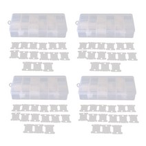실 보빈이 있는 4피스 18 슬롯 자수 실 정리함, 설명, 플라스틱, 화이트