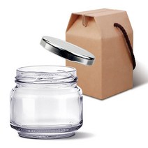 유리병 원형SG155+선물상자 세트구성 밀폐유리병, 원형SG155+고급형 볼중형, PP캡-화이트