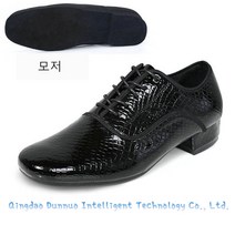 [쎈딜] 남자 소프트저지 라틴 가죽 댄스화 사교댄스 구두 2종, 250, 가죽밑창