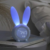 [베터라인] 귀여운 LED 무소음 탁상 알람시계 무드등 모음, 블루, 05 실리콘 토끼 LED 시계