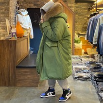 어썸블랑 프리미엄 오버핏 오리털 리얼 라쿤 야상 롱패딩 4컬러
