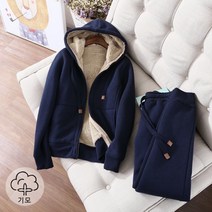 스타일아유 여성 기모 심플 무지 날씬해보이는 긴팔 후드티+캐주얼 팬츠 세트 SET