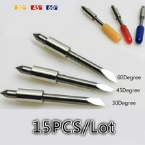 KZTech-비닐 커터 블레이드 30 45 60 도 Graphtec CB15 CB09 실루엣 카메오 크래프트로보 CB15U Cricut CB09U 용 15 개, [08] CB15 30 45 60degree