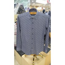 레노마셔츠 남성 기하학 도형 져지원단 스넵버튼 슬림핏 긴팔 셔츠 RKFSL1136