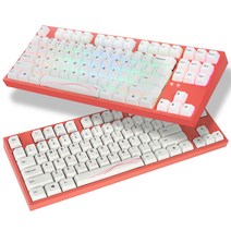 COX CARAVEL 87 게이트론 교체축 RGB LED 염료승화 PBT 리빙코랄 기계식키보드, 녹축
