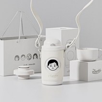 KISKY 스테인레스 스틸 보온병 컵 애호가, 화이트 코마츠 더블 뚜껑 선물 상자