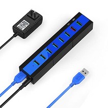 K&ZZ 8 포트 USB 3.0 허브 36W 고속 USB 스플리터 노트북 USB 데이터 허브 충전 포트 포함 USB 전원 허브 PC 맥 모바일 HDD USB 플래시 드라이브용, 8 Ports_Blue