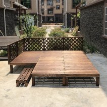 야외 조립식 미니 평상 만들기 DIY 원목 옥상 정원 마당 베란다 테라스 농막 데크, 100x30x18cm 발판