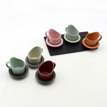 달소금 예쁜 도자기 믹스 종이컵 홀더/받침세트(6color), 색상:라이트핑크SET(무광), 단품