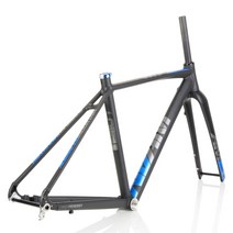 KOOZER CX5000 알루미늄 합금 프레임 탄소 포크 CX 자갈 오프로드 자전거 도로 디스크 브레이크 세트, 48 센치메터, Blue Frame and fork_48 센치메터