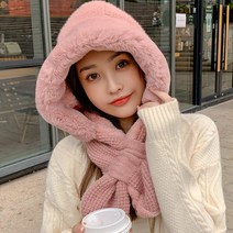 신페이드 여성 겨울 털모자 모자 목도리 머플러 넥워머 후드