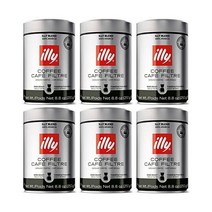 illy 일리 카페 Scuro 드립 그라인드 다크 로스트 브라운 250g 6팩, Dark Roast, 8.8 Ounce (Pack of 6)