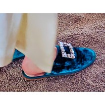 심수련 벨벳 슬리퍼 보석 로저 블루 럭셔리 슬리퍼 펜트하우스 나애교 스타일 가운