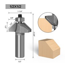 1개 quot;1/2quot; 생크 챔퍼 커터 라우터 비트 나무 말 코 45 도 CNC 목공 두 플루트 엔드 밀, 12 127X127_03 12mm shank