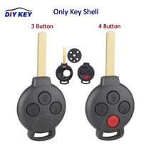 DIYKEY34 버튼 스마트 리모트 헤드 키 케이스 셸 커버 메르세데스 벤츠 스마트 포투 451 20072013 원격 키 케이스 포브, [2] 4 버튼