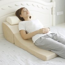 역류성식도염베개 필로우 잠케어 소화베개 척추교정베개 가성비침대 꿀잠 침대, 그림과 같이 + 베이지[삼단경사로패드+반원베개]