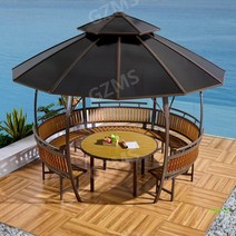 원형파고라 가제보 바베큐장 원두막 펜션 썬룸, 직경3.3m 아크캐노피(1.3m테이블포함)