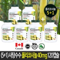 (5+1)쿠바 사탕수수 폴리코사놀 40mg 120캡슐 타사 대비 두배 함량! 캐나다 생산 직발송 5통 가격으로 6통 무료발송, 6개