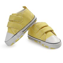 MDC 디씨 IHOL 베이비 걸 남아용 소프트 솔 투 스트랩 스니커즈 첫 워커 신발 옐로우 0-6 Months Wide Infant