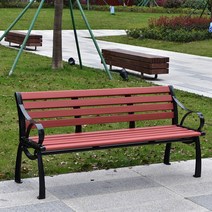 공원벤치의자 야외 흡연실 옥상 나무 긴 등받이 벤치, 적갈색 - 1.2m