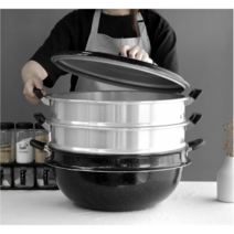 대형 3단 찜솥 킹크랩 찜기 랍스타 대게 만두 석화 조개 찜냄비 찜통 곰솥 큰냄비 46cm, 다용도 3단 찜기 46cm, 1개