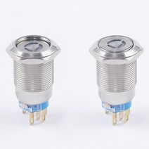 엘리베이터 버튼 승강기 19mm led 순간 금속 도어 벨 볼 모양 기호 콘 로고 1no 재설정 패널 제어 푸시, 푸른, 3-6v(3v5v6v), 래칭 잠금
