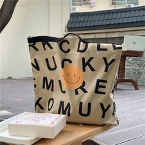 스마일 영문 캔버스백 숄더백 여성 빅사이즈 토트백 쇼퍼백 에코백 데일리백
