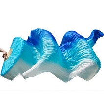 1 쌍1 pc 진짜 실크 배꼽 춤 베일 팬 대원목 수제 염색 성능 긴 모조 너슬 부채, 1pair realsilk 230cm, 12