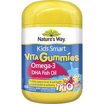 네이쳐스웨이 키즈 스마트 비타 구미스 오메가-3 DHA 피쉬오일 패스틸 베리 오렌지 & 레몬맛, 60개입, 1개
