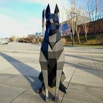 페이퍼크래프트 3D 퍼즐 가면 높은 도베르만 개 3D 종이 모델 동물 조각 공예 DIY 기하학적 접기 침실 거실, 01 100cm, 02 B