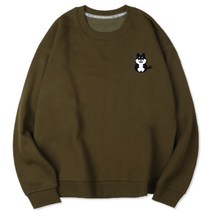 벤힛 댕댕패밀리 자수 세미 오버핏 빅사이즈 특양면 맨투맨 쿠키