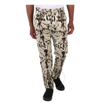 Roberto Cavalli 남성용 Natural Off White Blurred Lynx Print Trousers Brand Size 48 Waist 32IMT202-3IR03