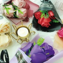 향기가득 장미 비누꽃 꽃다발(3송이+포장+플라워박스) 꽃바구니 성년의날 생일 도매, 장미체리핑크