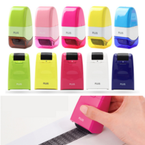 PLUS 개인정보 유출방지 문서보안용 롤러 스탬프 캐시퐁 미니 리필, 노랑(기본)