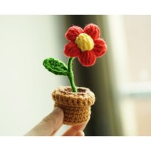 코바늘 DIY 뜨개질 니트 꽃다발 취미 패키지 2개제작, 빨간 장미 (2개 제작 가능)