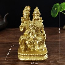 미니 부처님 불상 청동 색 시바 동상 힌두교 코끼리 비슈누 동상 입상 홈 가정 기도 명상, 금