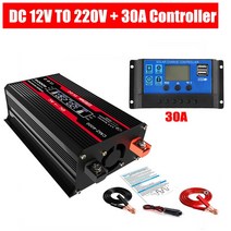 차량용 슈퍼 캐패시터 캐퍼시터 전압안정기 4000W 수정 사인파 인버터 12V 110V 220V 전압 변환기 듀얼 USB 포트 지능형 LCD 디스플레이 자동차 전원, 05 220V 30A Controller