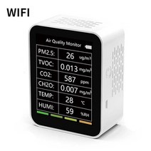 포름알데히드측정기 wifi 6 in 1 air quality tuya VOC 측정기, 화이트 with wifi