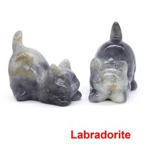 30mm 미니 고양이 천연석 조각 크리스탈 동상 레이키 보석 공예 인테리어 장식품 선물, L