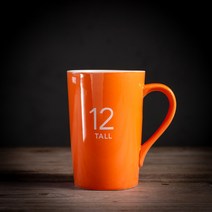 현물 머그컵 뚜껑 숟가락 도자기컵 커피잔 우유컵 세트 포장, 미디엄 싱글 주황색 12번 숫자., 301-400ml