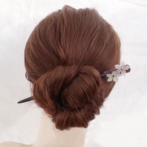 핸드메이드 벗꽃 나무 비녀 올림머리 뒤꽂이 한복비녀 셀프헤어 업스타일 비녀