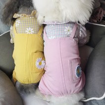 러브독 강아지 도로시 블라우스 멜빵 올인원, 핑크
