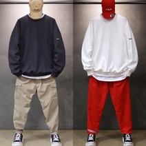 오버홀릭 오버홀릭 오버핏 무지 맨투맨 남자 티셔츠 커플 티